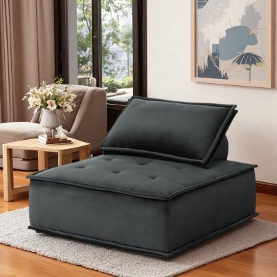 "40"" Velvet Armless Lounge Chair with Tufted Seat and Pocket Coil Springs and Modular Design"
