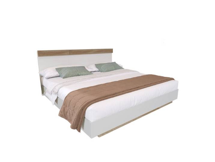 OKWISH Holzbett Doppelbett (Kiefernholz Doppelbett 2 Nachttische mit LED und Steckdose), 160x200cm
