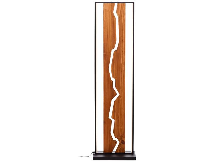 BRILLIANT Lampadaire rustique noir à LED avec interrupteur à pied THUNDER 18W 2300lm 3000K 120 cm de hauteur métal/bois