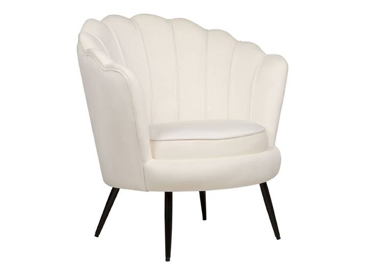Fauteuil velours blanc cassé