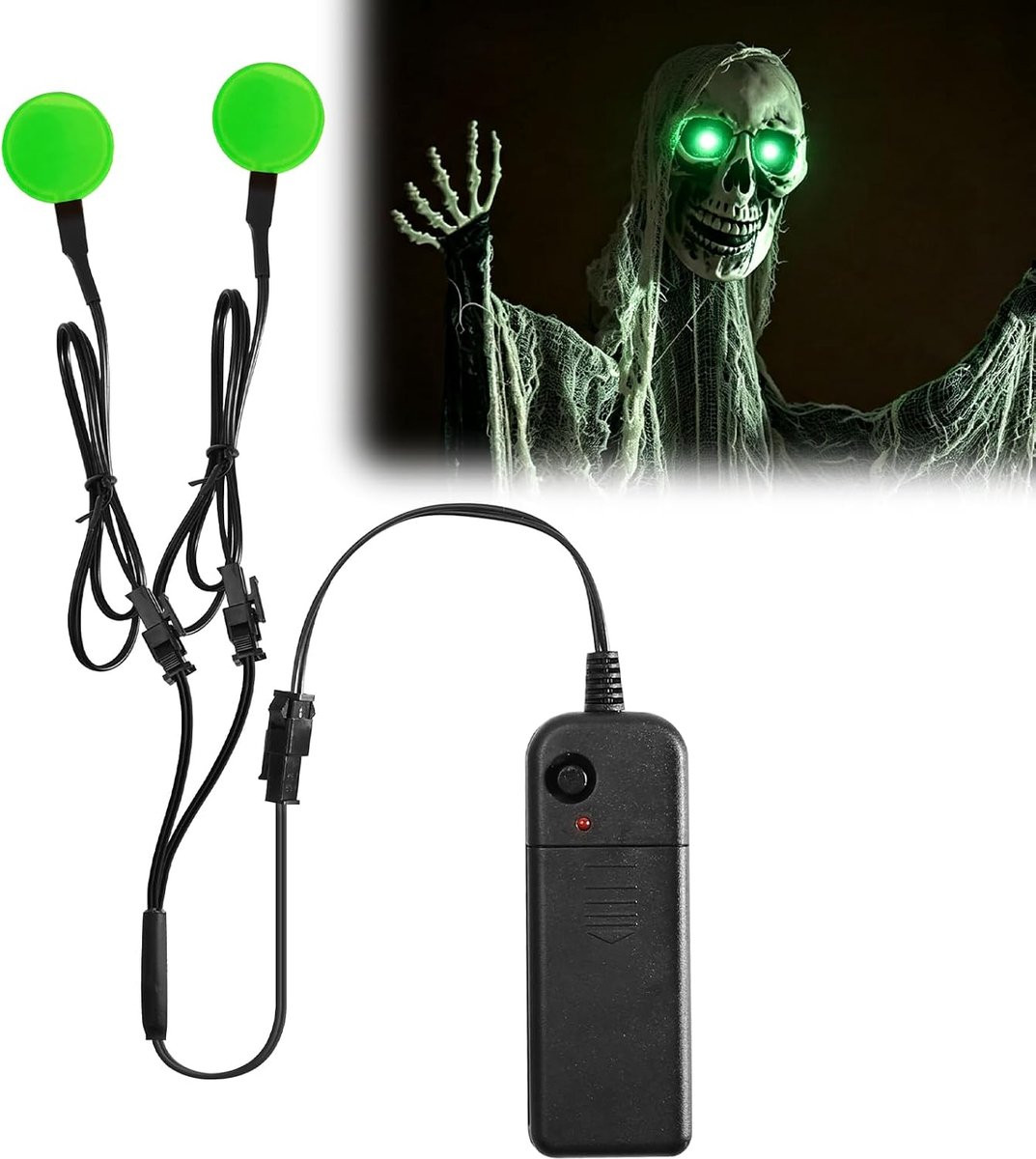 2 stuks Groene El Anel Ogen met 3 lichtmodi voor Halloween en skeletten