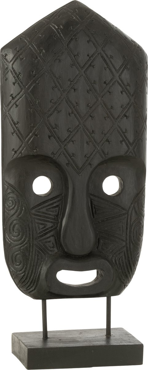 J-Line Decoratie Masker Op Voet - Hout - Zwart - Large