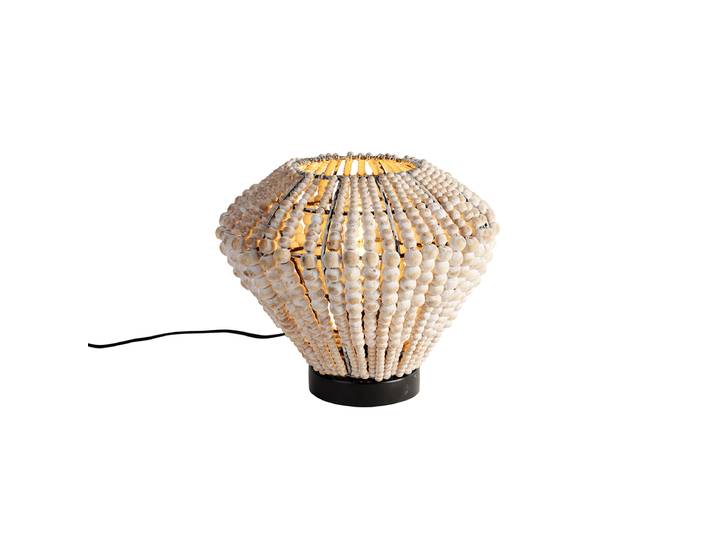 Lampe de table orientale beige avec perles - Moti