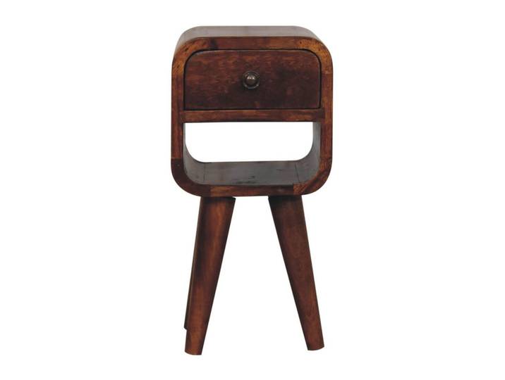 Artisan Furniture Nachttisch Extra Mini Curve Lower, 1 Schublade ,1 Offenes Regal, Braun, Mangoholz, Echtholz,Mangoholz, Holz Optik, Quadratisch,Quadratisch, Haarnadel, 20x40x20 cm, Schlafzimmer, Nachttische