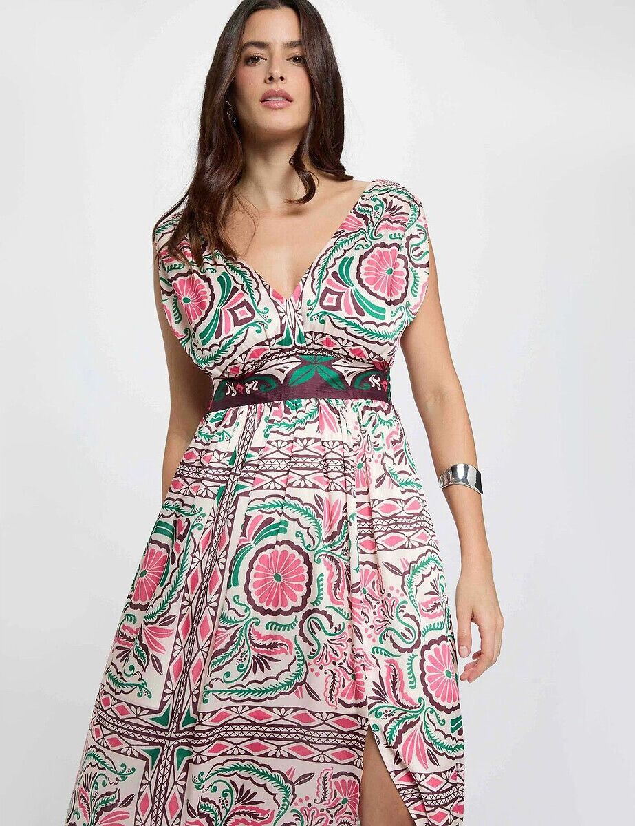 MORGAN Robe longue imprimée col v