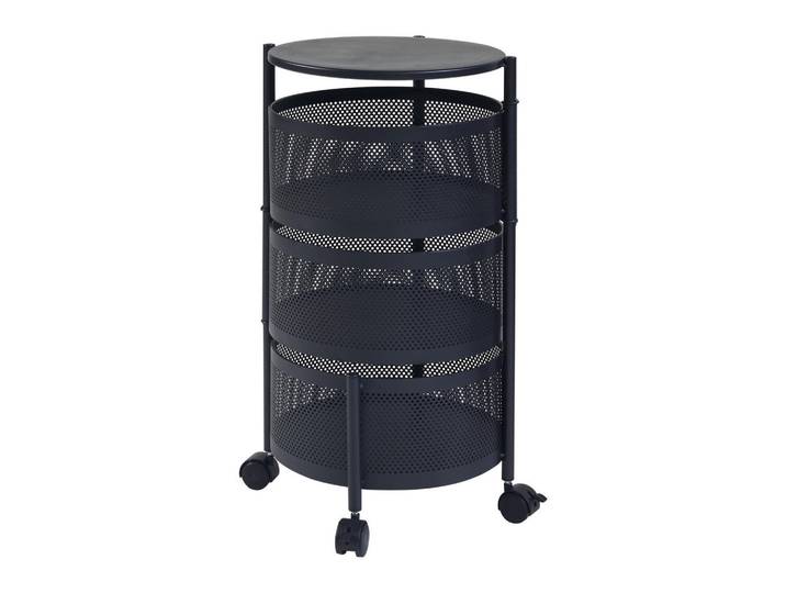 [en.casa] Rollwagen Steigen, Schwarz, Metall, 3 Fächer, Rollen, 33x59.5x33 cm, Esszimmer, Servierwagen