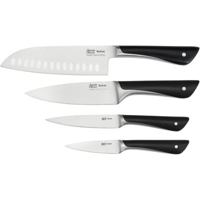 Messer-Set TEFAL "K267S4 Jamie Oliver", grau (schwarz, edelstahlfarben), Edelstahl, Kochmesser-Sets, hohe Leistung, unverwechselbares Design, widerstandsfähig/langlebig