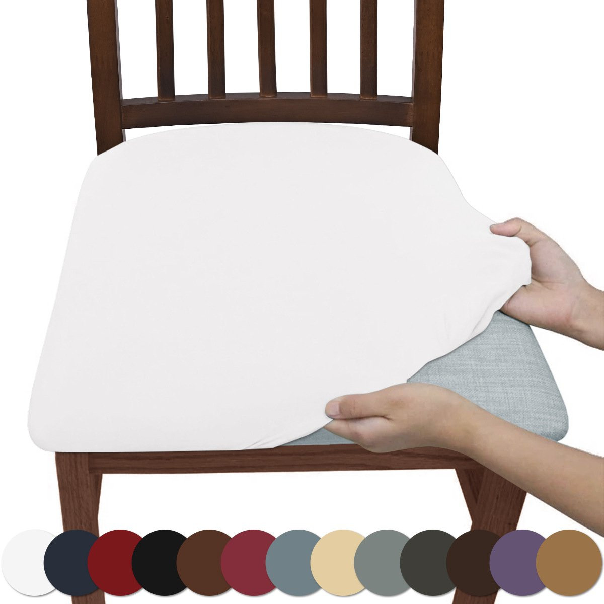 Set van 6 elastische krukhoezen van melkzijde in wit