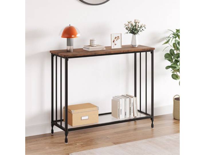 Console Meuble Entrée 85X30X81cm-Table Console Scandinave- pour Salon-Vintage-MARRON
