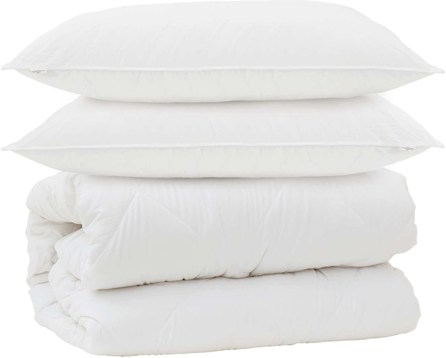 vidaXL Couette avec Oreillers avec oreiller 3 pièces Blanc Microfibre