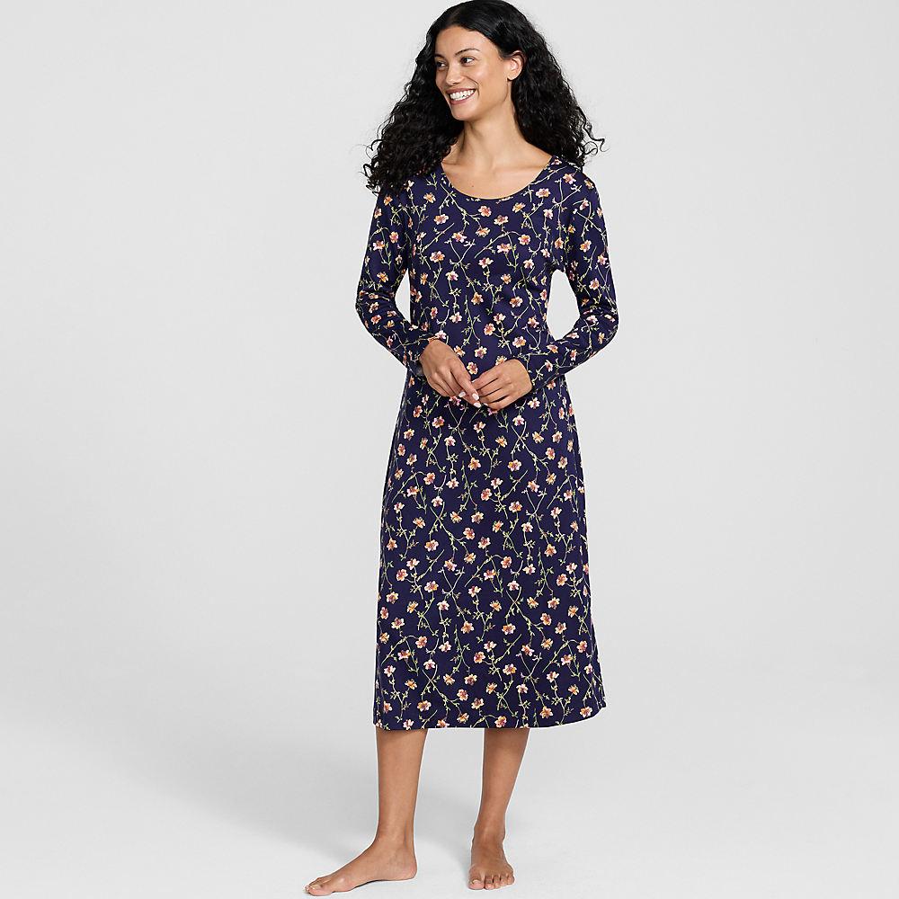 Supima Nachthemd in Petite-Größe, Damen, size: petite, Blau, Baumwolle, by Lands' End