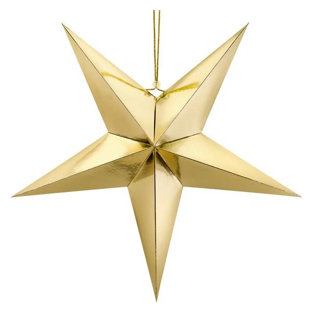 Partydeco Paper star, 70cm, gold (1 pkt / 1 pc.) (1 Stk.) (GWP1-70-019M)
