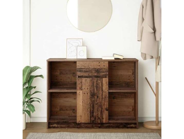 KTHLBRH Sideboard mit Schublade aus antikem Holz, 101 x 35 x 76 cm Material aus technischem Holz, 1 Tür, 2 Einlegeböden, individuelle Montage, einfache Wartung