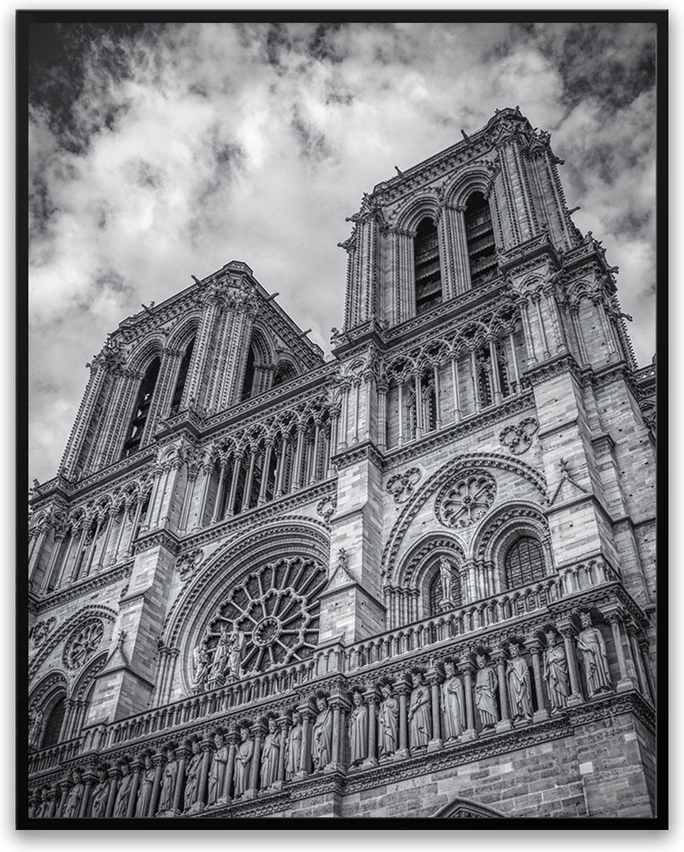 Notre Dame fotolijst met glas en poster van de kathedraal in Parijs, 30 x 40 cm