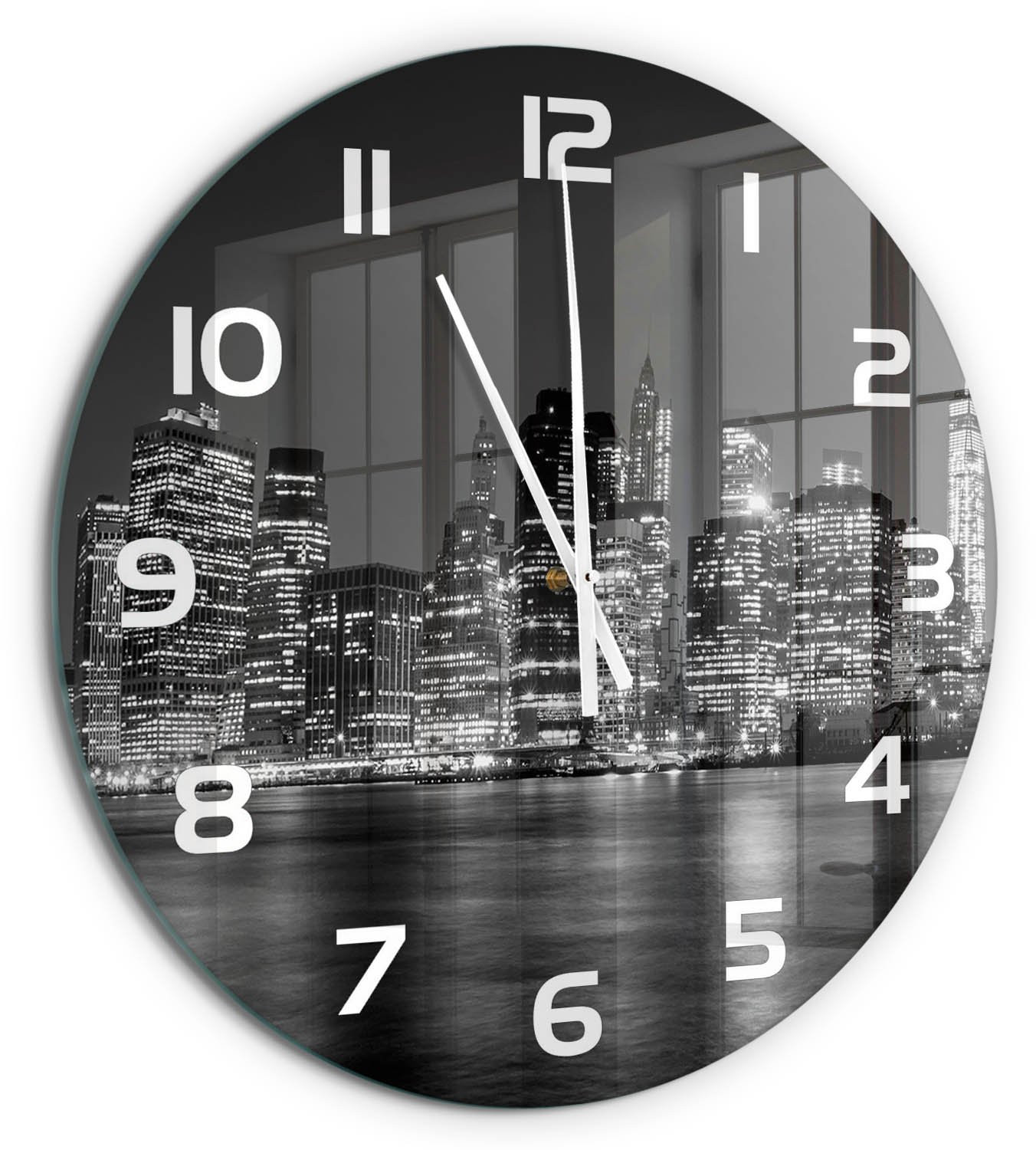 Tulup Wandklok Manhattan Zwart-wit Glas Decoratie Diameter: 60 cm