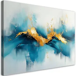 LEINWANDBILD Abstraktes Türkis mit Gold 60x40cm