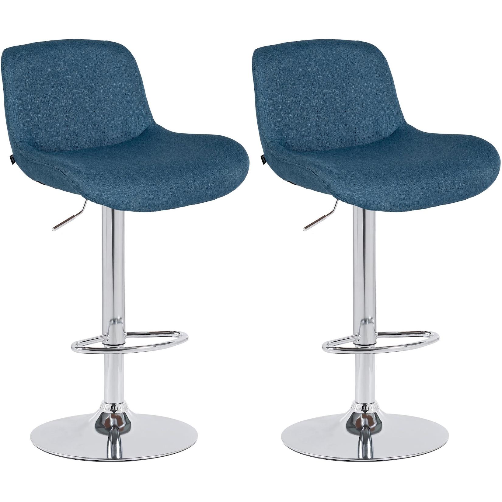CLP 2er Set Barhocker Solon Chrom Stoff Farbe: blau, Material: Stoff