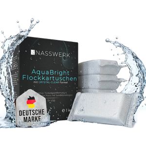 NASSWERK Flockungsmittel FKT01, Flockkartuschen, für Pools mit Sand- und Glasfilter, je 125 g, 8 Stück