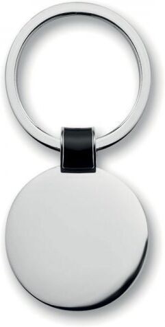 Portachiavi ROUNDY in metallo nickel lucido, design circolare silver Personalizzate o neutre