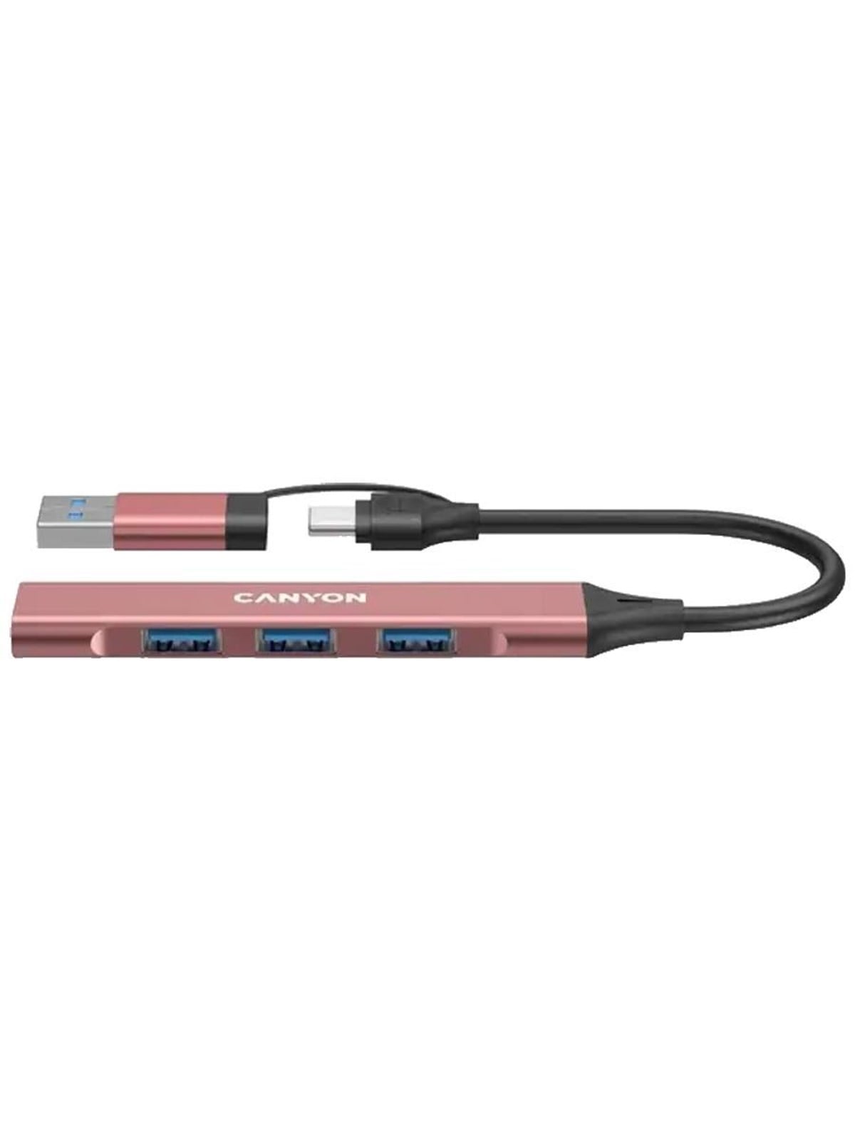 Canyon DS-02 4-in-1 USB-A/C Hub, Pink USB-Hubs - USB 3.0 - 4 - Pink