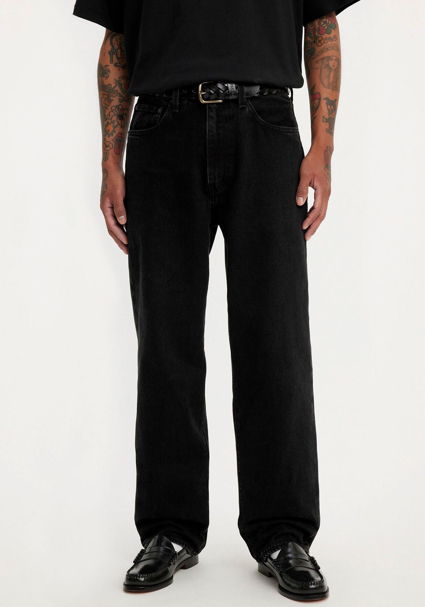 Loose-fit-Jeans LEVI'S "568 STAY LOOSE", Herren, Gr. 30, Länge 32, schwarz (schwarz 0066), Denim/Jeans, Obermaterial: 100% Baumwolle, loose fit lang, Jeans Loose-fit-Jeans, mit Leinenanteil schwarz 0066 30, Länge 32