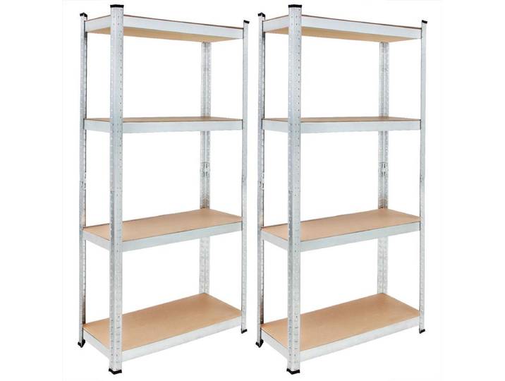 Monzana Stellingkast - Set van 2 170x75x30cm 280kg 4 MDF Planken - Zilver