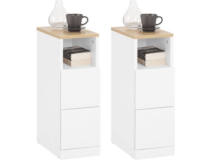 Sobuy Table De Chevet 2 Tiroirs Blanc 35x20x60cm Moderne Fbt149-wnx2