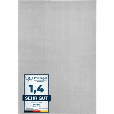 Teppich ANDIAMO "Arezzo", grau, B:80cm H:16mm L:80cm, Polyester, Teppiche, Teppich, Uni Farben, weicher Flor, waschbar, ideal im Wohnzimmer & Schlafzimmer