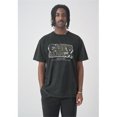 T-Shirt CLEPTOMANICX "Cromicx", Herren, Gr. S, schwarz, 100% Baumwolle, bedruckt, normal, Rundhals, Shirts T-Shirt, mit lässigem Frontprint