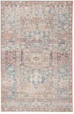 Machine Washable Gracewood Hollow Chambers Blue/ Beige Medallion Area Rug