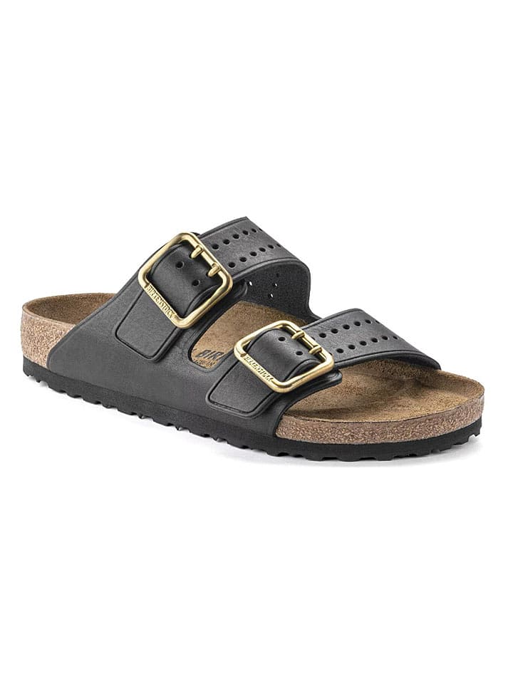 Birkenstock Leder-Pantoletten "Arizona" in Schwarz - 42