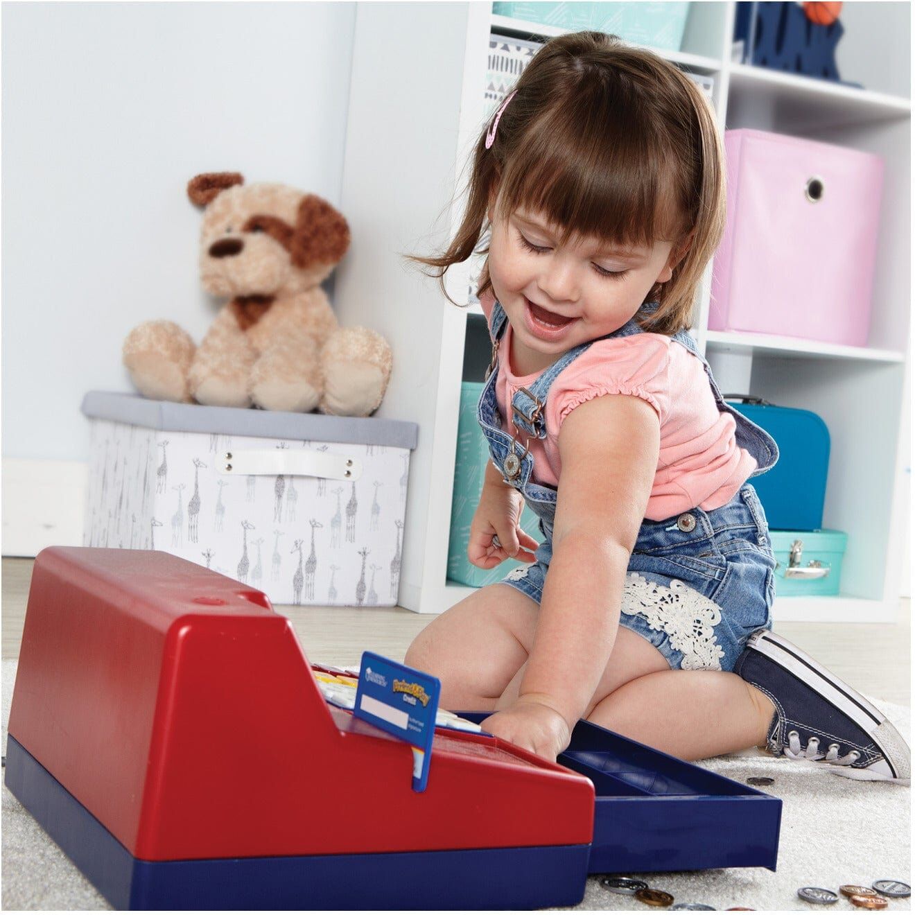 Learning Resources Pretend ; Play Calculator Cash Register (UK) for Kids with Realistic Sounds and Play Money - Ages 3 and Up