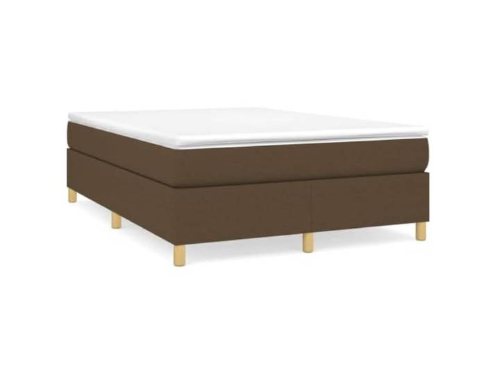PUGYNBK Boxspringbett mit Stoffmatratze, Dunkelbraun, 140 x 200 cm Gefederte Federn, mittlere Festigkeit, Holzlatten, atmungsaktiver Schutz, inklusive Anleitung