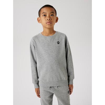Sweatshirt NAME IT "NKMVIMO für Jungen mit Bündchen und klassischer Form", Jungen, Gr. 116, grau (grau melange), angeraute Sweatware, Obermaterial: 60% Baumwolle, 40% Polyester, meliert, unifarben, lässig geschnitten hüftlang, Rundhals,...