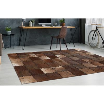 Teppich ARTE ESPINA "Voila 100", braun, B:200cm H:5mm L:290cm, Rindsleder, Teppiche, Teppich, handgenähter Flachflor-Teppich im Patchwork-Design.