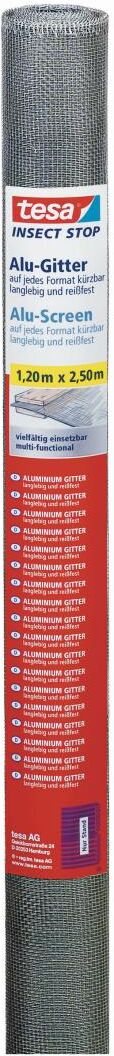 tesa INSECT STOP Alu-Gitter, auf jedes Format kürzbar, 1,2 x 2,5 m