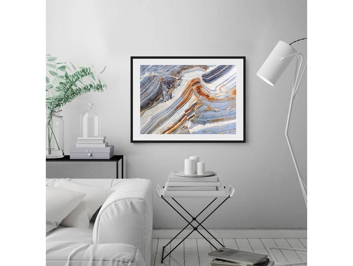 Bild QUEENCE Fatima , blau (farbe rahmen: schwarz, farbe bild(er): türkis), B:40cm H:30cm, Acrylglas, Holz, Papier, Bilder, Bild
