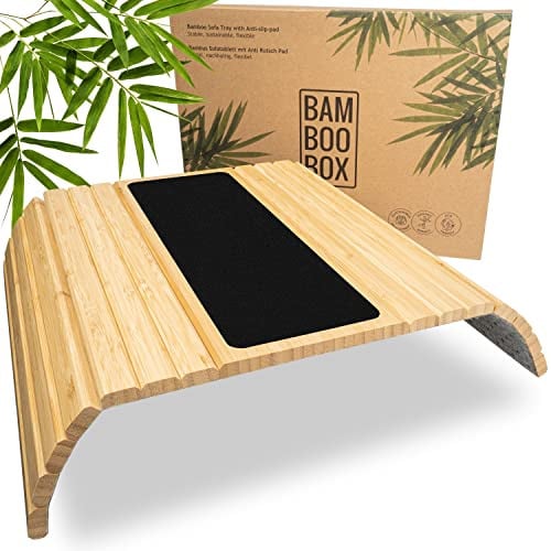 Sofa Dienblad Bamboe Armleuning – Flexibel Antislip Bankdienblad