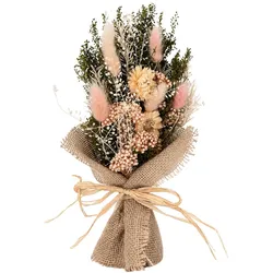 LAYBA Trockenblumenstrauß Rosa-Natur mit Jute – Boho Deko