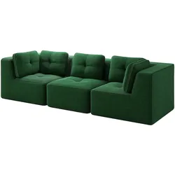 Merax 3-Sitzer Modulares Sofa, Cloud Sofa Cord rahmenlos, Lounge Sofa bodennah, mit breiten Armlehnen, Grün