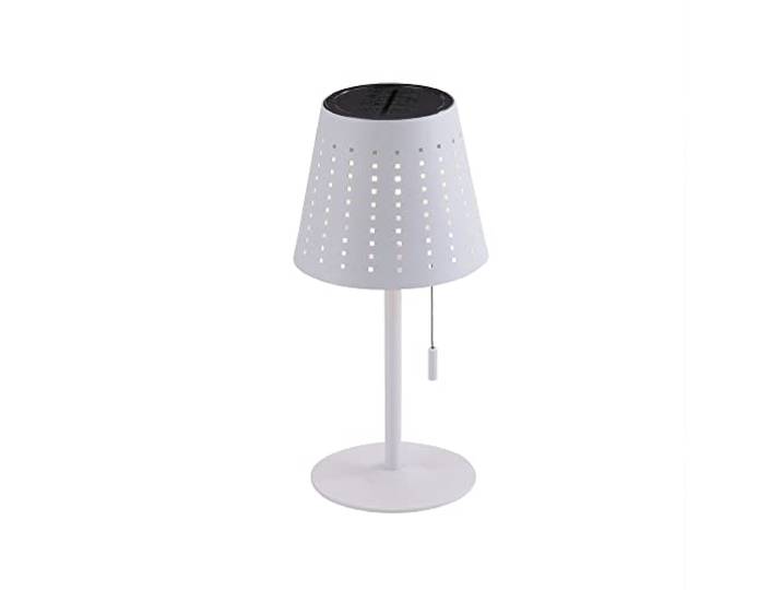 LED Solar Tischleuchte, Weiß, 3-Stufendimmer, Timer, IP44, Außen