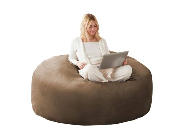 LOBO OFFICE Großer runder Sitzsack 150x150x60cm, formbar, Perl-Füllung Druckentlastende Unterstützung, multifunktional (Sessel/Gästebett), platzsparend faltbar, körperanpassend, leicht transportab