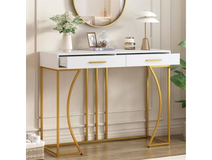 Table console - DREAMMESPACE - 120x38x76 cm - 2 tiroirs - MDF - Élégance Chic