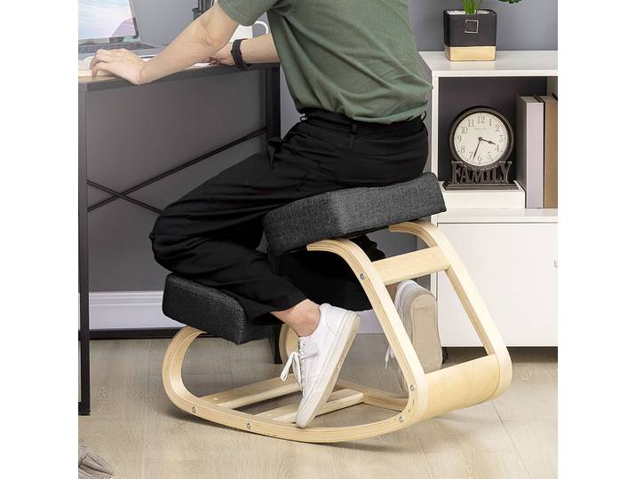 Vinsetto Chaise Ergonomique à Genoux Tissu et Bois