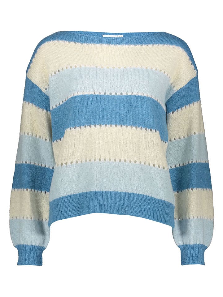 Vila Pullover "Razy" in Creme/ Blau/ Hellblau - M