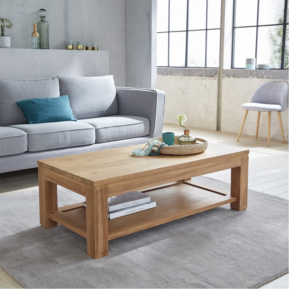 BERAH GETAH Table basse en teck massif Beige 120x40x60cm
