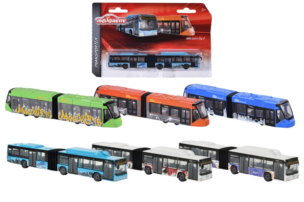 Dickie Toys Speelvoertuigen MAN City-bus en Siemens Avenio-tram set van 6