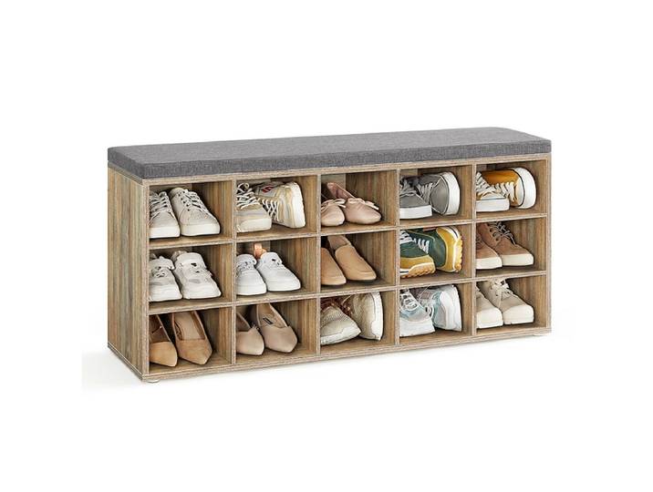 Bank für Schuhe SONGMICS BENCH 15 Paar Schuhe eiche