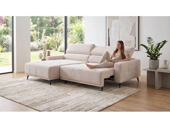 Ecksofa Moon mit motor. Sitzvorzug und Kopfteilverstellung