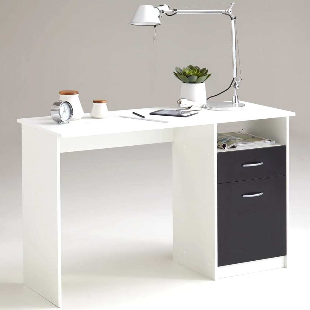 FMD Möbel Bureau Jackson Schrijftafel Wit/Dennenhoutkleur/Zwart B: 123 cm, D: 76,5 cm, H: 50 cm